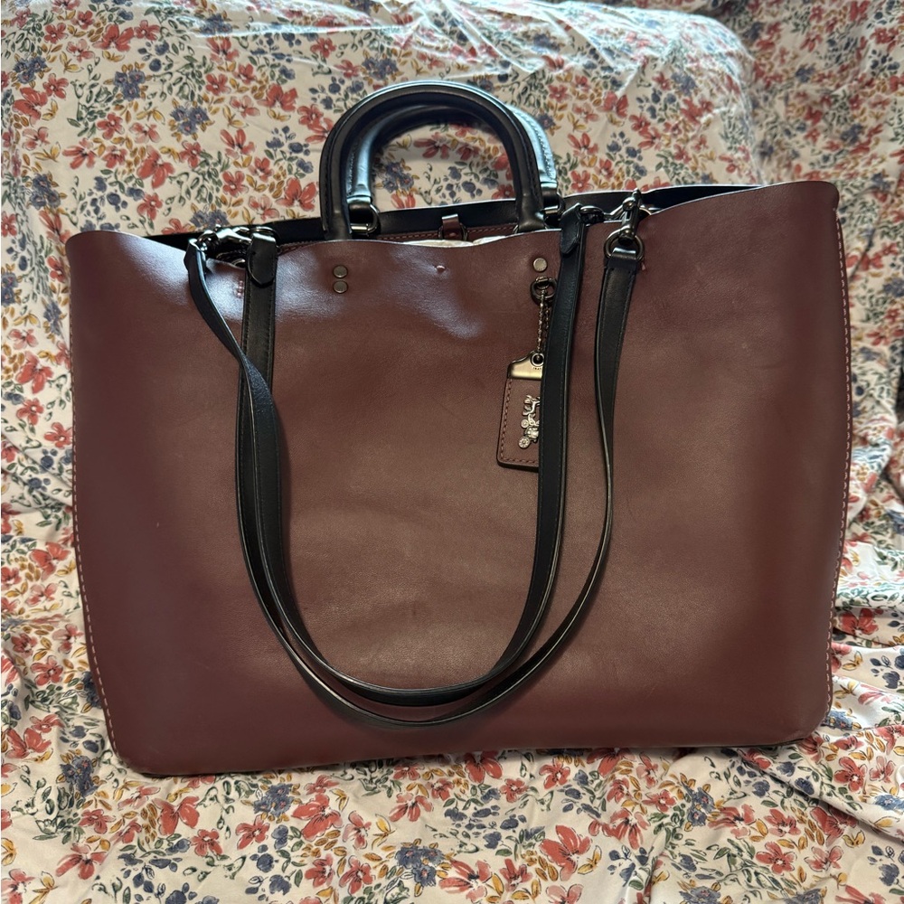 Coach 1941 Rogue Bordeaux Gloved Tanned Leather Tote Shoulder Bag